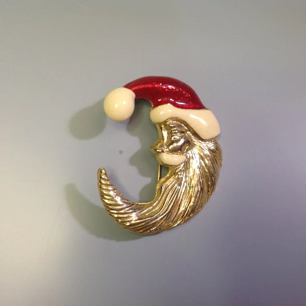Christmas Brooch Santa Claus in the Crescent Moon Accessories Associates, Inc.